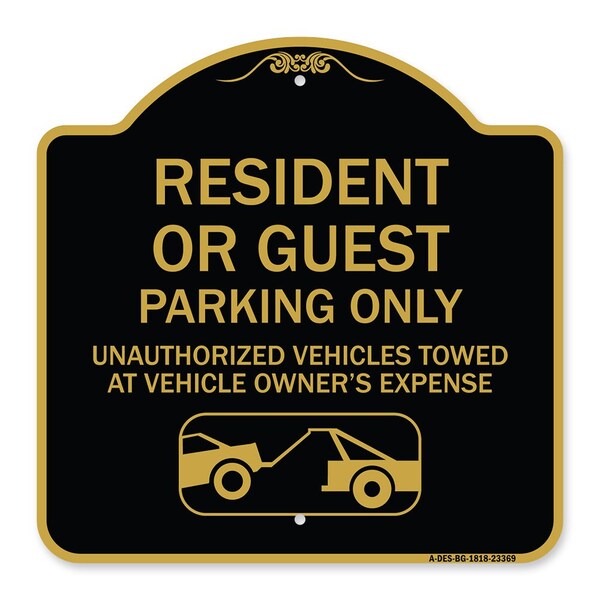 Parking Restriction Resident or Guest Parking Only Unauthorized Vehicles Towed at Own, BG-1818-23369